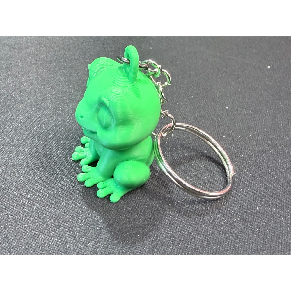 Green 3D Printed Frog Keychain Whimsical Animal Charm Bag Accessory - Picture 3 of 4
